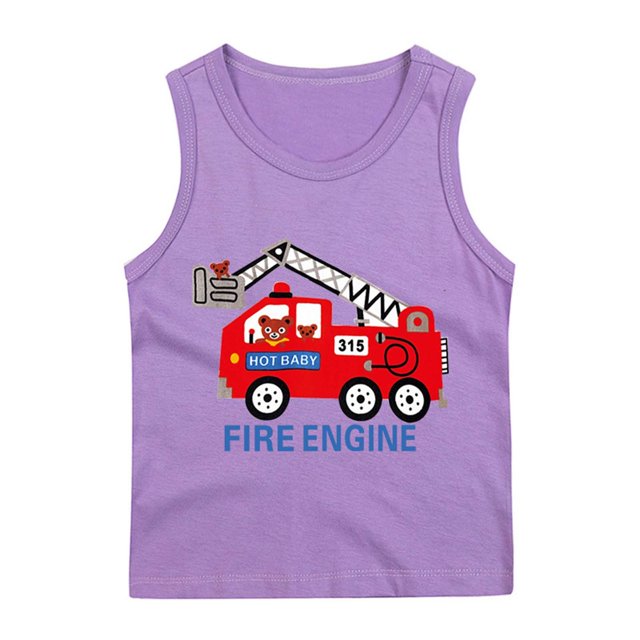 RXIRUCGD 2025 Vêtements d'Été pour Enfants Chemise de Base à Col Rond Sans Manches pour Garçons