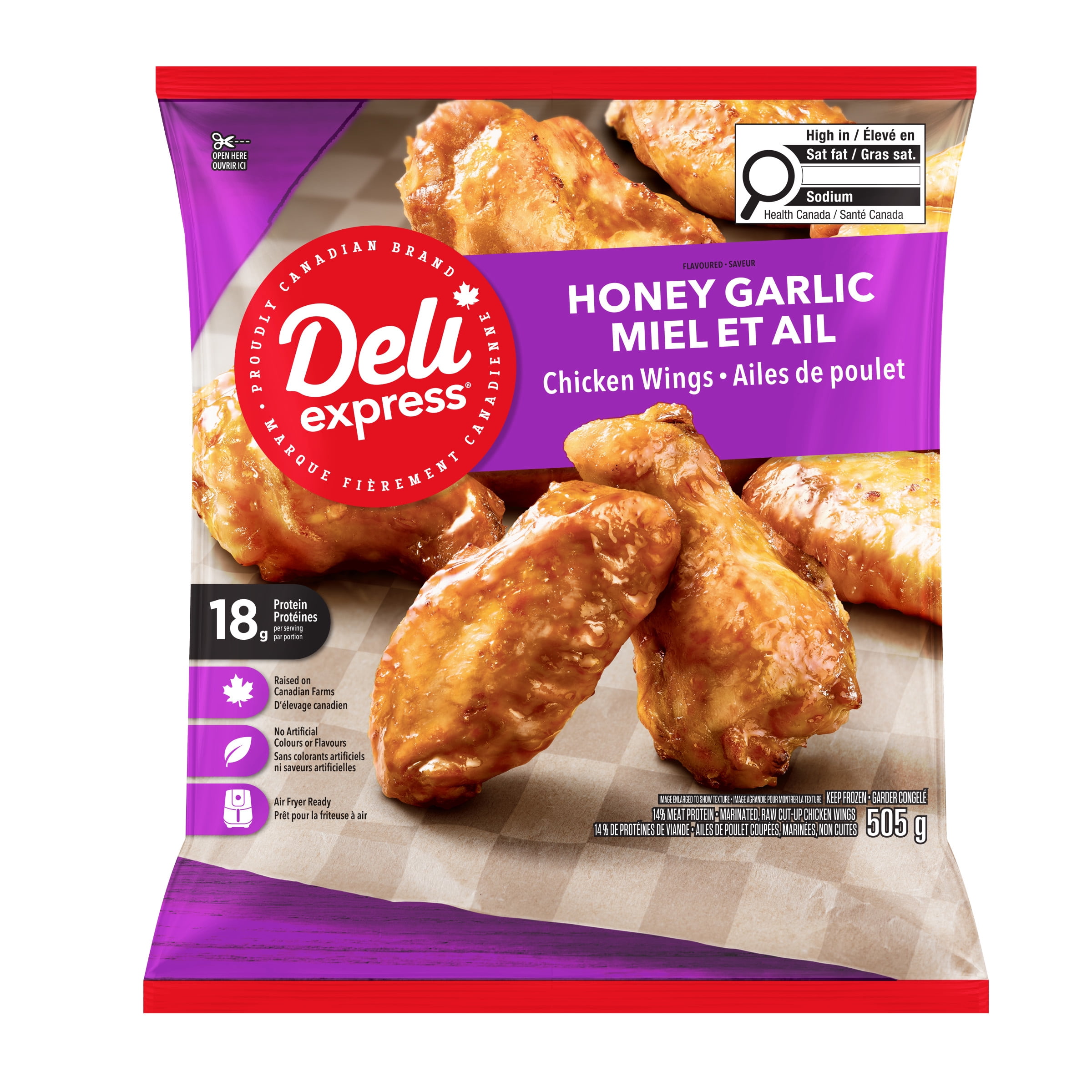Deli Express Honey Garlic Flavoured Chicken Wings, 505 g
