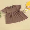thumbnail image 3 of Girl Short Sleeve  Neck Solid Pockets Princess A-Lined Dress, 3 of 8