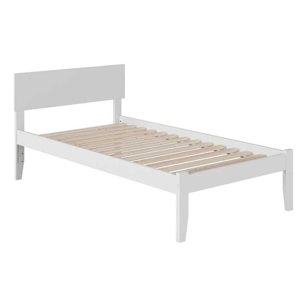 Leo & Lacey Lit Plateforme Contemporain Simple en Bois Massif, Blanc