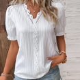 thumbnail image 4 of Blouse Décontractée à Manches Bouffantes à Rayures Verticales pour Femmes Style Élégant Tenue de Vacances, 4 of 7