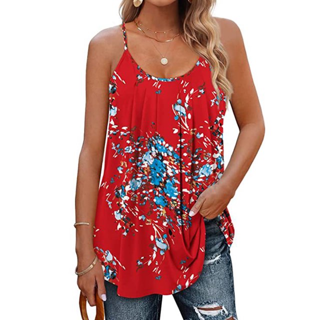 Innerwin Camisole Couleur Unie Femmes Débardeurs Fête Sans Manches Ample Cami Rouge m