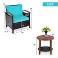 thumbnail image 4 of Costway 3PCS Patio Rattan Furniture Set Wooden Frame Cushion Table Shelf, 4 of 10