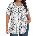 thumbnail image 3 of DDAPJ pyju Hauts Boho pour Femmes Grande Taille T-Shirts Graphiques Floraux Col Rond Manches Courtes Blouse d'Été Décontractée Tunique Coupe Ample Chemise Cache-Ventre Vente à Durée Limitée Blanc TTTTG, 3 of 9