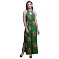 thumbnail image 1 of Bimba Robe Maxi à Imprimé Floral pour Femmes, Col Rond, Taille à Cordon, avec Fentes Latérales, Tenue d'Été - Moyen, 1 of 6