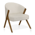 thumbnail image 1 of Bouclair Off White Fabric and Wood Accent Chair, 1 of 10