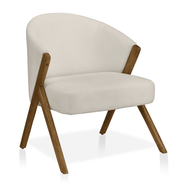 Bouclair Off White Fabric and Wood Accent Chair