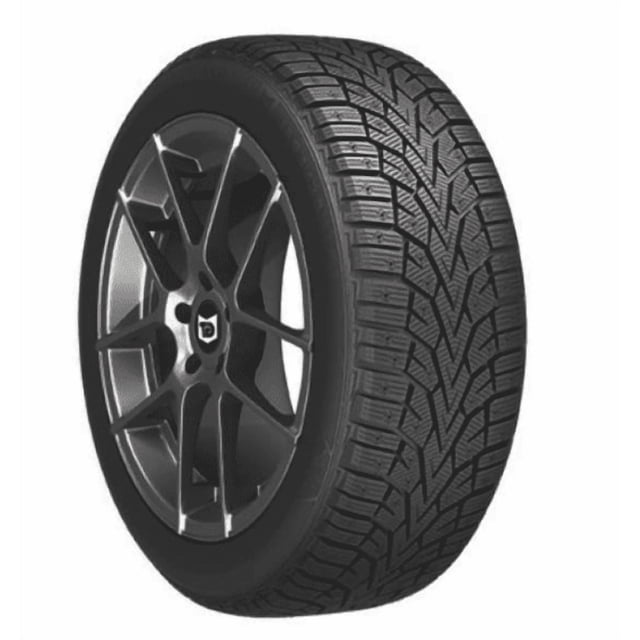 Ironman Polar Trax Gen2 Pneu 185/55R15 86T Pneu d'Hiver pour Voiture de Tourisme Monté sur une Roue en Alliage Noire à Multiples Rayons, Doté d'Une Bande de Roulement à Chevrons pour l'Évacuation de l'Eau et d'Une Adhérence Améliorée sur la Glace, avec de Larges Rainures Circonférentielles pour Réduire l'Hydroplanage sur les Routes Enneigées et Gadouillées, Convient aux Véhicules de Tourisme et aux VUS.