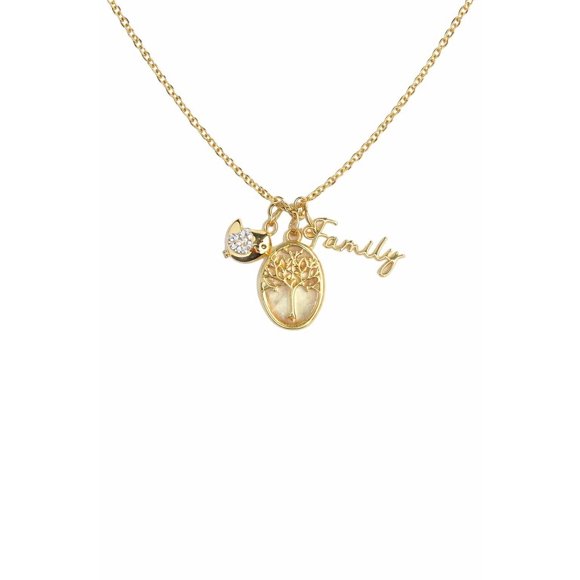 Luxury Designs Collier plaqué or avec pendentif Arbre de Vie en nacre, symbole de famille