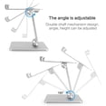 thumbnail image 3 of Ergonomic Tablet Stand, Heavy Duty Metal Base Ensures Stability, Universal Compatibility for Devices 4" to 15.6", Silver Foldable Design with 360 Degree Rotation for Easy Travel and Desk Use, 3 of 5