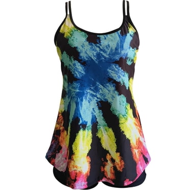 RKSTN Two Piece Tankini Bathing Suits Floral Printed Swim Tops with Boy Shorts Women Swimsuits Sporty Swimwear