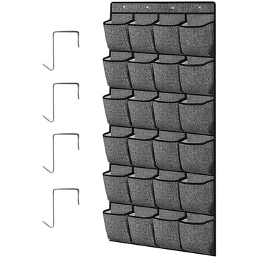 Organisateur de Chaussures à 24 Poches par-Dessus la Porte, Étagère Suspendue pour Chaussures, Support Organisateur Mural en Tissu, Sac Porte-Chaussures avec 4 Crochets en Acier Inoxydable pour Garde-Robe, Entrée, Salle de Bain