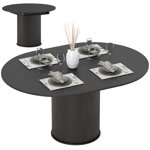 HOMCOM Table à manger extensible 43.5"-59" Table de cuisine en ferme noir