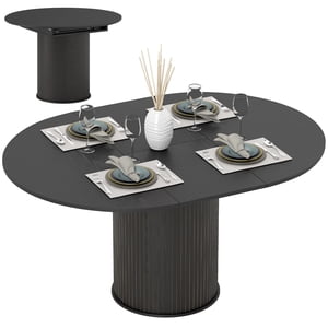 HOMCOM Extendable Dining Table 43.5"-59" Farmhouse Kitchen Table Black