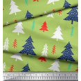 thumbnail image 2 of Soimoi Green Velvet Fabric Christmas Tree Print Sewing Fabric Yard 58 Inch Wide, 2 of 3