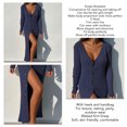 thumbnail image 4 of Robe Chandail Longue en Tricot à Col en V Profond pour Femmes avec Boutons, Manches Longues, Robe Maxi, 4 of 6