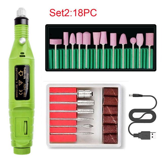 18pc Electric Nail Drill, Portable Nail Drills for Acrylic Nails, Toenail Sander for Thick Nails File Kit, Acrylic Nail Kit Set Professional with Everything,