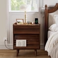 thumbnail image 3 of GUNAITO Nightstand with Charging Station Bedside Table with LED Light Wood Nightstand with Wave Texture Drawers End Table with USB Ports and Outlets for Small Space Walnut 1pc, 3 of 11