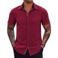 thumbnail image 1 of Birdeem Shirts for Men Men Casual Solid Color Button Short Sleeve Turndown Collar Blouse Shirt, 1 of 12