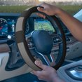 thumbnail image 2 of FH Group FH2002-GRAYBLACK Deluxe Full Grain Authentic Leather Steering Wheel Cover- GRAYBLACK, 2 of 5