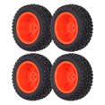 thumbnail image 1 of 1/10 RC Wheels, RC Rubber Tires Rubber Material With Nuts For 1/10 Flat Sports Car Red, 1 of 8
