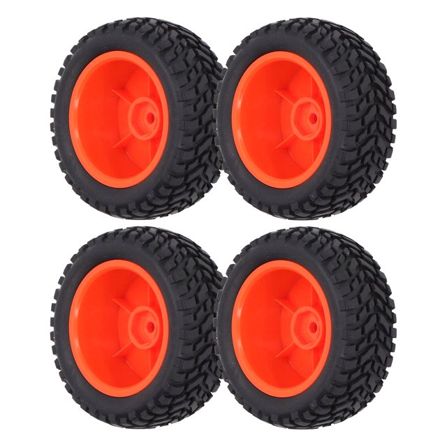 1/10 RC Wheels, RC Rubber Tires Rubber Material With Nuts For 1/10 Flat Sports Car Red
