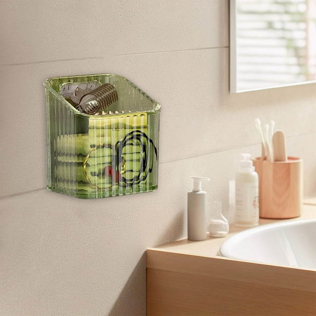 PRETXORVE Storage Organizer Wall Mounted Shower Rack Bathroom Shelf Transparent Adhesive Hanging Suitable for Bathroom Kitchen Cabinet Showe