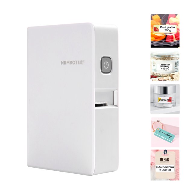 Riwcyla B18 Label Printer Thermal Transfer Sticker Barcode Price Printer All in One Connect DIY Date Journal Study Machine wth Ribbon and PET Label Sticker Roll Compatible with Android iOS Micr