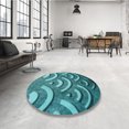 thumbnail image 4 of Ahgly Company Machine Washable Indoor Square Transitional Dark Turquoise Green Area Rugs, 6' Square, 4 of 7