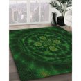 thumbnail image 3 of Ahgly Company Tapis d'Intérieur Lavables à la Machine, Carrés, Transitionnels, Verts, Tapis de Zone, 3 Pieds Carré, 3 of 7