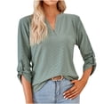 thumbnail image 1 of Pompotops T-shirt Mode Femme Col en V Manches Longues Ample en Solde, 1 of 7