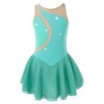 thumbnail image 1 of Sinleey Robe de Patinage Artistique pour Filles, Scintillante avec Strass, Sans Manches, Justaucorps de Danse Ballet, Vert 16, 1 of 7