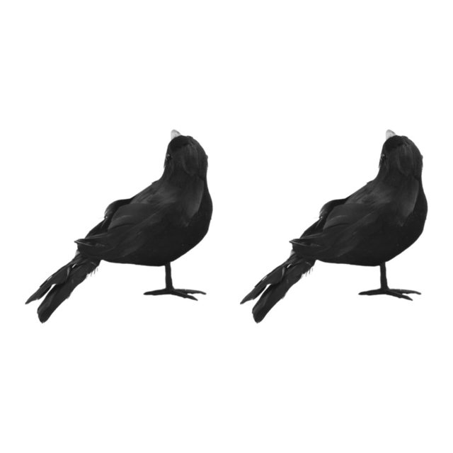 kurtrusly Horror Props For Halloween - High Simulation Black Crow Ornament For Festive Crooked crow 2Set