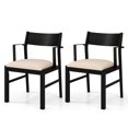 thumbnail image 1 of Gymax Chaises de Salle à Manger de Cuisine Modernes, Noir et Beige (Ensemble de 2), 1 of 7