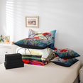 thumbnail image 4 of Ensemble de Literie 7 Pcs Coquelicot Rouge Format Double, Jardin Rustique Fleurs Rouges Libellule Lit Tout-en-un pour Jeunes, Ensemble de Couette Patchwork Style Vitrail Artistique avec Draps, Housses d'Oreiller, 4 of 5