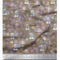 thumbnail image 1 of Soimoi Polyester Crepe Fabric Floral,Owl & Cow Cartoon Decor Fabric Printed Yard 42 Inch Wide, 1 of 3