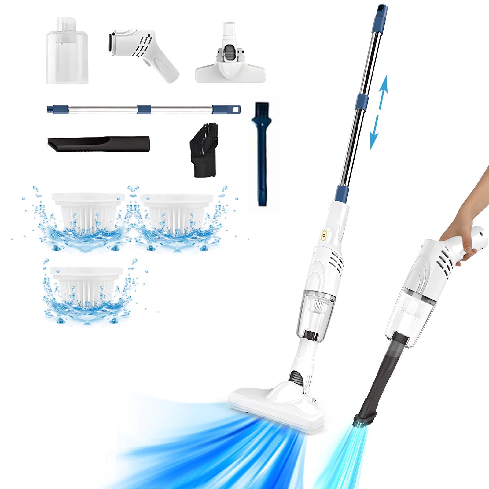Dvkptbk Vacuum Cleaner Stick Vacuum Vacuum Cleaner with 30 Mins Long Runtime Lightweight Vacuum Cleaner for Carpet and Hardwood Floor Pet Hair Car Accessories