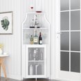 thumbnail image 4 of Armoire de Bar d'Angle, Armoire à Vin Moderne avec Tablettes de Rangement et Porte en Treillis, Armoire de Rangement pour Alcools de Bar à Domicile avec Support en Verre pour Salon, Salle à Manger, 4 of 7
