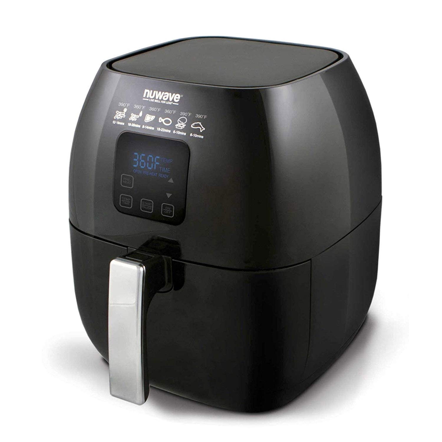 NuWave Brio 3-Quart 2-Piece Non-Stick Digital Touch Screen Air Fryer, Black