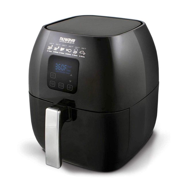 NuWave Brio 3-Quart 2-Piece Non-Stick Digital Touch Screen Air Fryer, Black