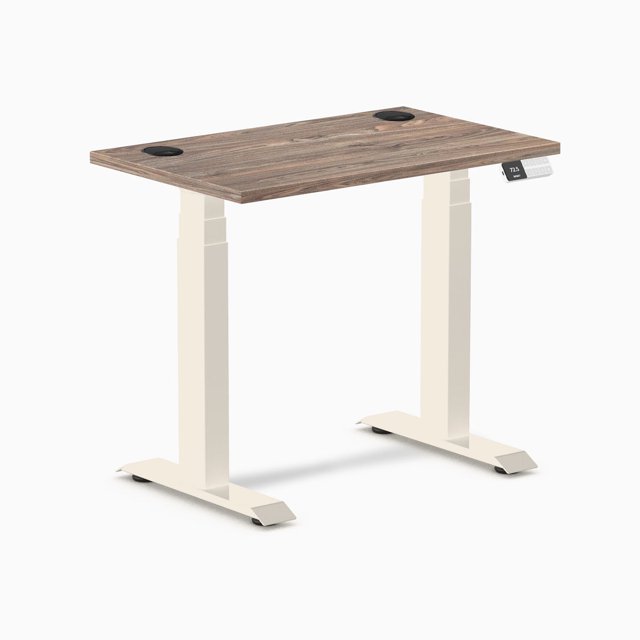 Desky Dual Mini Sit Stand Desk - Natural Walnut / 32 x 20 inches with Grommets / Wheat