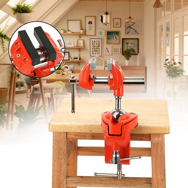 Aluminum Clamp Vise, Orange Jaw Width Tool with Non Slip Rubber Gaskets for Woodwork, Metal Processing