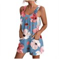 thumbnail image 2 of Babysbule Women's Flower Printed Overall Jumpsuit Suspender One Piece Sleeveless Wide Leg Shorts Rompers With Pockets, 2 of 6