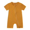 thumbnail image 1 of AherBiu Unisex Baby Clothes Short Sleeve Zip up Newborn Onesie Summer Crewneck Solid Color Rompers Outfits, 1 of 2