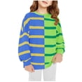 thumbnail image 1 of HAiming Chandails en Molleton à Enfiler pour Filles, Manches Longues, Col Rond, Rayé, Bloc de Couleur, Automne Hiver, Blouses Décontractées, 1 of 3