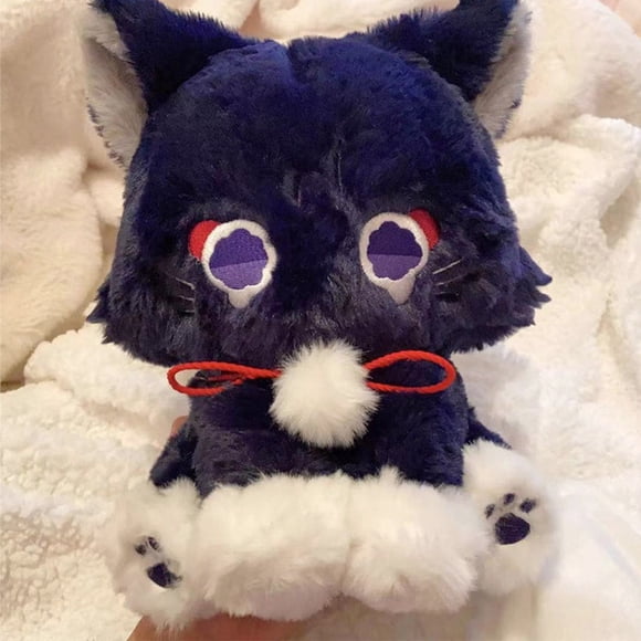 Peluche Mignonne de Chat Anime Scaramouche 22 cm Genshin Impact Wanderer Animal de Compagnie Cosplay Coussin en Peluche Jouet Cadeau d'Anniversaire