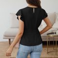 thumbnail image 4 of Zpanxa Women's Chiffon Blouse with Flutter Ruffle Sleeves and Fitted Waist, Solid Color Top, 4 of 4