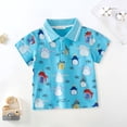 thumbnail image 2 of MIASHUI Chemises Garçons Imprimé Dessin Animé Manches Courtes Boutonnées, Bleu, 4-5 Ans, 2 of 9