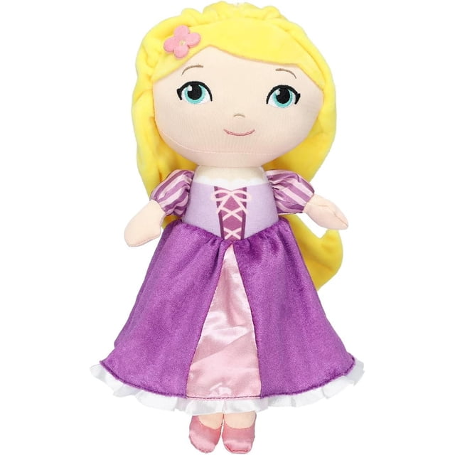 Disney Baby - Raiponce Préféré des Enfants Poupée en Peluche de 12 Pouces avec Sons Musicaux, une Poupée en Peluche Douce de 12 Pouces Portant une Robe de Princesse Violette et Rose avec Manches Bouffantes Rayées et Longs Cheveux Jaunes, Convient aux Bébés et aux Tout-Petits comme Collection Réconfortante et Compagnon de Voyage.