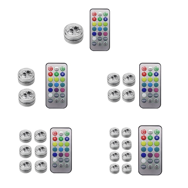 stanreset 1/2/3/5 Wireless LED Car Interior Ambient Light Remote Control Auto with Battery Luminous Lamp for Vase Aquarium Party Decoration 8 lights 1 Pc
